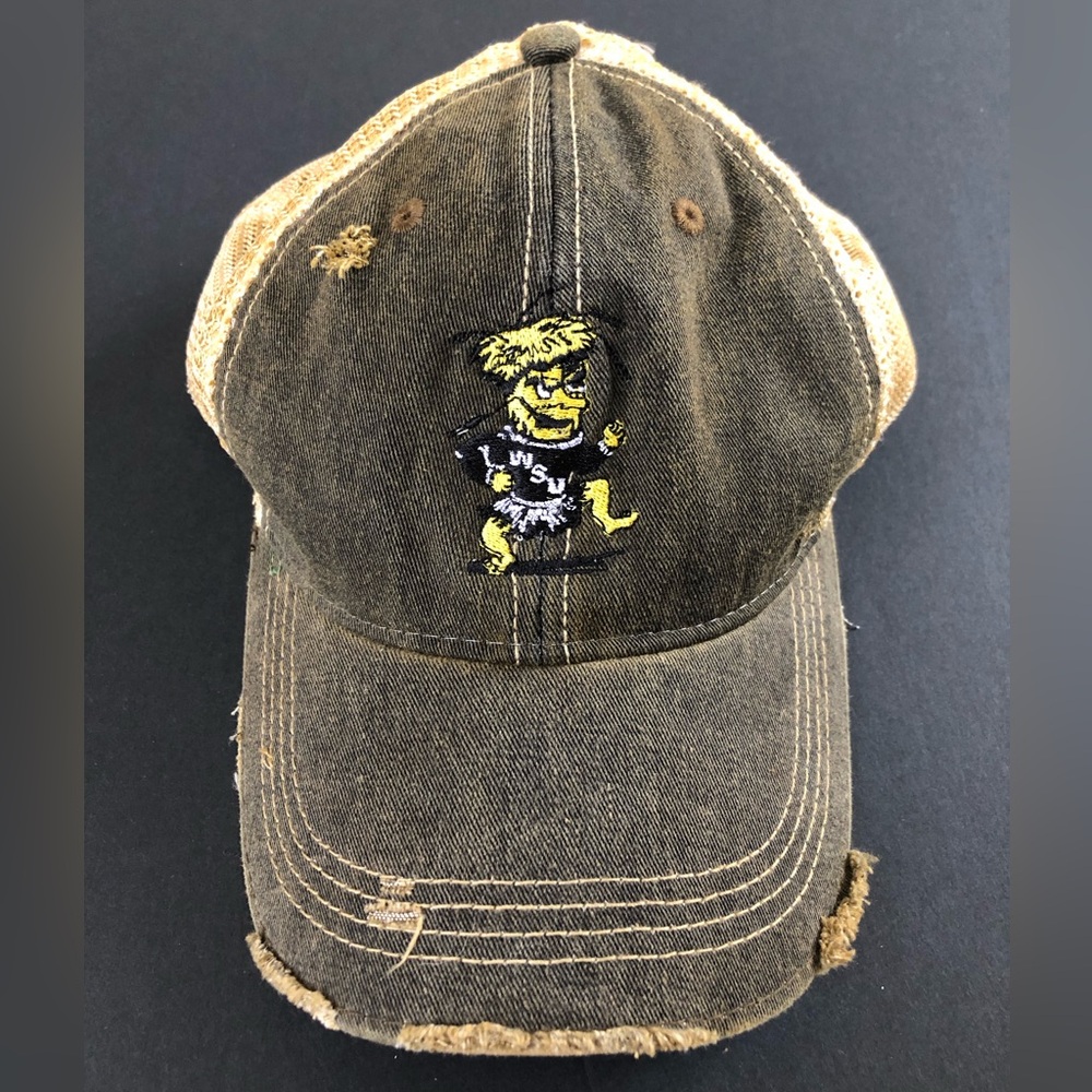 Wichita State University Shockers Mascot Logo Adjustable Snap Back Cap Hat Mesh